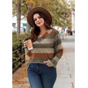 image:imageWIHOLL Long Sleeve Shirts for Women Fall Outfits V Neck T Shirts Button Down Tunic Tops Fashion Clothing0orange Stripes