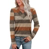 image:imageWIHOLL Long Sleeve Shirts for Women Fall Outfits V Neck T Shirts Button Down Tunic Tops Fashion Clothing0orange Stripes