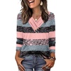 image:imageWIHOLL Long Sleeve Shirts for Women Fall Outfits V Neck T Shirts Button Down Tunic Tops Fashion Clothing0pink Stripe