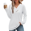 image:imageWIHOLL Long Sleeve Shirts for Women Fall Outfits V Neck T Shirts Button Down Tunic Tops Fashion Clothing0white