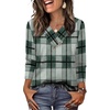 image:imageWIHOLL Long Sleeve Shirts for Women Fall Outfits V Neck T Shirts Button Down Tunic Tops Fashion Clothing1green Grid