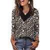 image:imageWIHOLL Long Sleeve Shirts for Women Fall Outfits V Neck T Shirts Button Down Tunic Tops Fashion Clothing1leopard Print