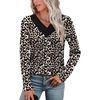 image:imageWIHOLL Long Sleeve Shirts for Women Fall Outfits V Neck T Shirts Button Down Tunic Tops Fashion Clothing1leopard Print