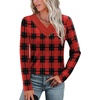 image:imageWIHOLL Long Sleeve Shirts for Women Fall Outfits V Neck T Shirts Button Down Tunic Tops Fashion Clothing1red Plaid