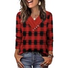 image:imageWIHOLL Long Sleeve Shirts for Women Fall Outfits V Neck T Shirts Button Down Tunic Tops Fashion Clothing1red Plaid