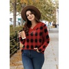 image:imageWIHOLL Long Sleeve Shirts for Women Fall Outfits V Neck T Shirts Button Down Tunic Tops Fashion Clothing1red Plaid