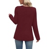image:imageWIHOLL Long Sleeve Shirts for Women Fall Outfits V Neck T Shirts Button Down Tunic Tops Fashion Clothing3burgundy
