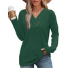 image:imageWIHOLL Long Sleeve Shirts for Women Fall Outfits V Neck T Shirts Button Down Tunic Tops Fashion Clothing3green