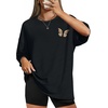 image:imageWIHOLL Oversized Tshirts for Women Summer Crew Neck Short Sleeve Graphic Tees Casual Loose Fit Workout Tops 2026Butterfly Print Black