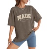 image:imageWIHOLL Oversized Tshirts for Women Summer Crew Neck Short Sleeve Graphic Tees Casual Loose Fit Workout Tops 2026Letters Flower Khaki