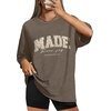 image:imageWIHOLL Oversized Tshirts for Women Summer Crew Neck Short Sleeve Graphic Tees Casual Loose Fit Workout Tops 2026Letters Flower Khaki
