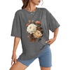 image:imageWIHOLL Oversized Tshirts for Women Summer Crew Neck Short Sleeve Graphic Tees Casual Loose Fit Workout Tops 2026Rose Print