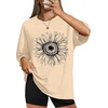 image:imageWIHOLL Oversized Tshirts for Women Summer Crew Neck Short Sleeve Graphic Tees Casual Loose Fit Workout Tops 2026Sunflower Print Khaki