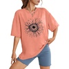image:imageWIHOLL Oversized Tshirts for Women Summer Crew Neck Short Sleeve Graphic Tees Casual Loose Fit Workout Tops 2026Sunflower Print Pink
