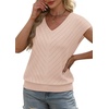 image:imageWIHOLL Short Sleeve Sweater for Women V Neck Trendy Summer Tops 2026 Beach Vacation Clothes Travel Business Casual OutfitsApricot