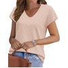 image:imageWIHOLL Short Sleeve Sweater for Women V Neck Trendy Summer Tops 2026 Beach Vacation Clothes Travel Business Casual OutfitsApricot