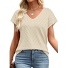 image:imageWIHOLL Short Sleeve Sweater for Women V Neck Trendy Summer Tops 2026 Beach Vacation Clothes Travel Business Casual OutfitsApricot White