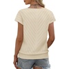 image:imageWIHOLL Short Sleeve Sweater for Women V Neck Trendy Summer Tops 2026 Beach Vacation Clothes Travel Business Casual OutfitsApricot White