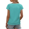 image:imageWIHOLL Short Sleeve Sweater for Women V Neck Trendy Summer Tops 2026 Beach Vacation Clothes Travel Business Casual OutfitsAqua