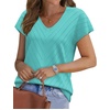 image:imageWIHOLL Short Sleeve Sweater for Women V Neck Trendy Summer Tops 2026 Beach Vacation Clothes Travel Business Casual OutfitsAqua