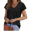 image:imageWIHOLL Short Sleeve Sweater for Women V Neck Trendy Summer Tops 2026 Beach Vacation Clothes Travel Business Casual OutfitsBlack