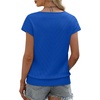 image:imageWIHOLL Short Sleeve Sweater for Women V Neck Trendy Summer Tops 2026 Beach Vacation Clothes Travel Business Casual OutfitsBlue