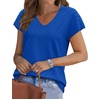 image:imageWIHOLL Short Sleeve Sweater for Women V Neck Trendy Summer Tops 2026 Beach Vacation Clothes Travel Business Casual OutfitsBlue