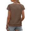 image:imageWIHOLL Short Sleeve Sweater for Women V Neck Trendy Summer Tops 2026 Beach Vacation Clothes Travel Business Casual OutfitsBrown