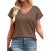 image:imageWIHOLL Short Sleeve Sweater for Women V Neck Trendy Summer Tops 2026 Beach Vacation Clothes Travel Business Casual OutfitsBrown