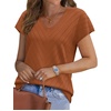 image:imageWIHOLL Short Sleeve Sweater for Women V Neck Trendy Summer Tops 2026 Beach Vacation Clothes Travel Business Casual OutfitsCaramel