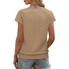 image:imageWIHOLL Short Sleeve Sweater for Women V Neck Trendy Summer Tops 2026 Beach Vacation Clothes Travel Business Casual OutfitsCoffee