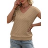image:imageWIHOLL Short Sleeve Sweater for Women V Neck Trendy Summer Tops 2026 Beach Vacation Clothes Travel Business Casual OutfitsCoffee