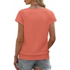 image:imageWIHOLL Short Sleeve Sweater for Women V Neck Trendy Summer Tops 2026 Beach Vacation Clothes Travel Business Casual OutfitsCoral