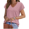 image:imageWIHOLL Short Sleeve Sweater for Women V Neck Trendy Summer Tops 2026 Beach Vacation Clothes Travel Business Casual OutfitsDusty Pink