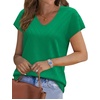 image:imageWIHOLL Short Sleeve Sweater for Women V Neck Trendy Summer Tops 2026 Beach Vacation Clothes Travel Business Casual OutfitsGreen
