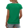 image:imageWIHOLL Short Sleeve Sweater for Women V Neck Trendy Summer Tops 2026 Beach Vacation Clothes Travel Business Casual OutfitsGreen