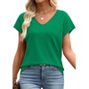 image:imageWIHOLL Short Sleeve Sweater for Women V Neck Trendy Summer Tops 2026 Beach Vacation Clothes Travel Business Casual OutfitsGreen