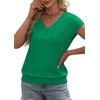 image:imageWIHOLL Short Sleeve Sweater for Women V Neck Trendy Summer Tops 2026 Beach Vacation Clothes Travel Business Casual OutfitsGreen