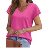 image:imageWIHOLL Short Sleeve Sweater for Women V Neck Trendy Summer Tops 2026 Beach Vacation Clothes Travel Business Casual OutfitsHot Pink