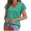 image:imageWIHOLL Short Sleeve Sweater for Women V Neck Trendy Summer Tops 2026 Beach Vacation Clothes Travel Business Casual OutfitsLake Green