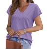 image:imageWIHOLL Short Sleeve Sweater for Women V Neck Trendy Summer Tops 2026 Beach Vacation Clothes Travel Business Casual OutfitsLavender