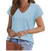 image:imageWIHOLL Short Sleeve Sweater for Women V Neck Trendy Summer Tops 2026 Beach Vacation Clothes Travel Business Casual OutfitsLight Blue