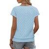 image:imageWIHOLL Short Sleeve Sweater for Women V Neck Trendy Summer Tops 2026 Beach Vacation Clothes Travel Business Casual OutfitsLight Blue