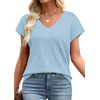 image:imageWIHOLL Short Sleeve Sweater for Women V Neck Trendy Summer Tops 2026 Beach Vacation Clothes Travel Business Casual OutfitsLight Blue