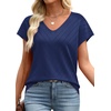 image:imageWIHOLL Short Sleeve Sweater for Women V Neck Trendy Summer Tops 2026 Beach Vacation Clothes Travel Business Casual OutfitsNavy