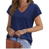 image:imageWIHOLL Short Sleeve Sweater for Women V Neck Trendy Summer Tops 2026 Beach Vacation Clothes Travel Business Casual OutfitsNavy