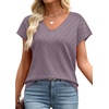 image:imageWIHOLL Short Sleeve Sweater for Women V Neck Trendy Summer Tops 2026 Beach Vacation Clothes Travel Business Casual OutfitsPurple