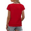image:imageWIHOLL Short Sleeve Sweater for Women V Neck Trendy Summer Tops 2026 Beach Vacation Clothes Travel Business Casual OutfitsRed