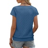 image:imageWIHOLL Short Sleeve Sweater for Women V Neck Trendy Summer Tops 2026 Beach Vacation Clothes Travel Business Casual OutfitsSteel Blue