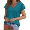 image:imageWIHOLL Short Sleeve Sweater for Women V Neck Trendy Summer Tops 2026 Beach Vacation Clothes Travel Business Casual OutfitsTeal Blue
